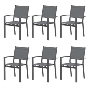 Heavy Duty Metal Grey Outdoor Patio - All Weather Textilene (Set of 6)