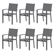 Heavy Duty Metal Grey Outdoor Patio - All Weather Textilene (Set of 6)