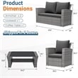 4-Piece Wicker Patio Conversation Set with Glass Table and Black Cushions
