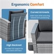 4-Piece Wicker Patio Conversation Set with Glass Table and Black Cushions