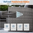 4-Piece Wicker Patio Conversation Set with Glass Table and Black Cushions