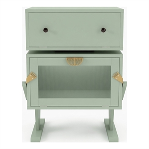 20.7&quot Wide Green Robot LED Nightstand - Engineered Wood