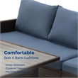 7 Piece Wicker Patio Dining Set 9-Seat Outdoor Sectional Blue Cushions Sofa