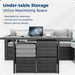 7 Piece Wicker Patio Dining Set 9-Seat Outdoor Sectional Gray Cushions Sofa