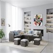 7 Piece Wicker Patio Dining Set 9-Seat Outdoor Sectional Gray Cushions Sofa