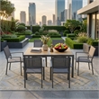 7-Piece Grey Patio Dining Set - 6-Seat All-Weather Heavy Duty HDPS Aluminum