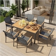 7-Piece Grey Aluminum Patio Dining Set - 6-Seat All-Weather Heavy Duty HDPS