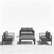 4-Piece Modern Aluminum Patio Conversation Set - 4-Seat Outdoor - Dark Gray