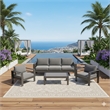 4-Piece Modern Aluminum Patio Conversation Set - 5-Seat Outdoor - Dark Gray