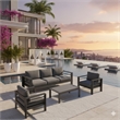 4-Piece Modern Aluminum Patio Conversation Set - 5-Seat Outdoor - Dark Gray