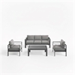 4-Piece Modern Aluminum Patio Conversation Set - 5-Seat Outdoor - Dark Gray
