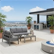 3-Piece Modern Aluminum Patio Conversation Set - 5-Seat Outdoor - Dark Gray
