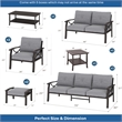 8-Piece Metal Patio Furniture Set - 9-Seat - Gray Cushions - Khaki Frame