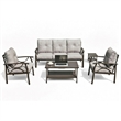 5-Piece Metal Patio Furniture Set - 5-Seat All-Weather (Khaki Frame)