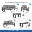 All-Weather 7-Piece Ultra Aluminum Patio Furniture Set - 9-Seat - Gray