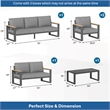 All-Weather 5-Piece Ultra Aluminum Patio Furniture Set - 7-Seat - Gray