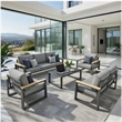 All-Weather 5-Piece Ultra Aluminum Patio Furniture Set - 7-Seat - Gray