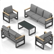 All-Weather 5-Piece Ultra Aluminum Patio Furniture Set - 7-Seat - Gray