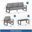 All-Weather 4-Piece Ultra Aluminum Patio Furniture Set - 5-Seat - Gray