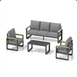 All-Weather 4-Piece Ultra Aluminum Patio Furniture Set - 5-Seat - Gray