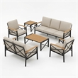 6-Piece Metal Patio Furniture Set - 7-Seat All-Weather Conversation - Beige