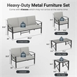 6-Piece Metal Patio Furniture Set - 7-Seat All-Weather Conversation - Beige
