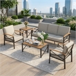 5-Piece Metal Patio Furniture Set - 5-Seat All-Weather Conversation - Brown