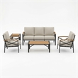 5-Piece Metal Patio Furniture Set - 5-Seat All-Weather Conversation - Brown