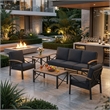 5-Piece Metal Patio Furniture Set - 5-Seat All-Weather (Black Frame)