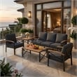 5-Piece Metal Patio Furniture Set - 5-Seat All-Weather (Black Frame)