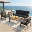 5-Piece Metal Patio Furniture Set - 5-Seat All-Weather (Black Frame)