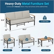 5-Piece Metal Patio Furniture Set - 7-Seat All-Weather Conversation - Brown