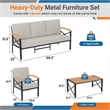 4-Piece Metal Patio Furniture Set - 5-Seat All-Weather Conversation - Brown