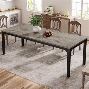 78&quot Gray & Black Dining Table Large Rectangle Kitchen Dinner Table for 6-8