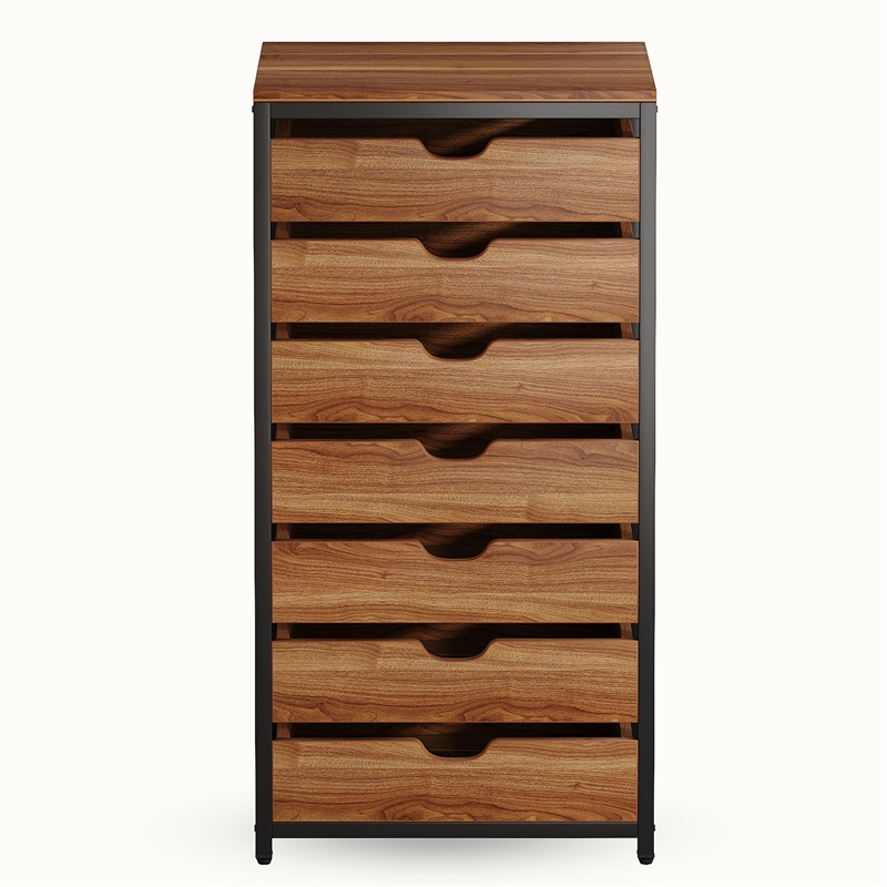 7-Drawer Storage Dresser Cabinet with Wheels/Industrial Wood Chest