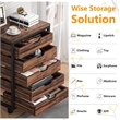 5 Drawer Chest/Wood Storage Dresser Cabinet with Wheels/Industrial