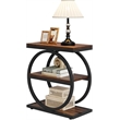 End Table Set of 2/Narrow with 3 Storage Shelves/Wooden Side