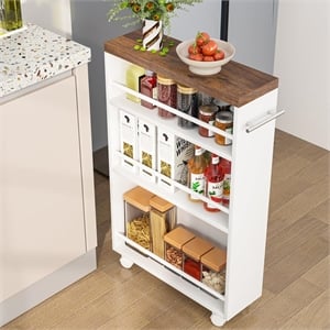 20&quot Slim 4-Tier Rolling Storage Cart - White & Black Finish