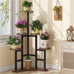 43.70&quot 6-Tier Rustic Brown Corner Plant Shelf