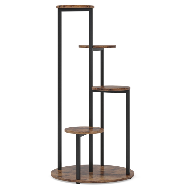 40.94&quot 4-tier rustic brown corner plant stand