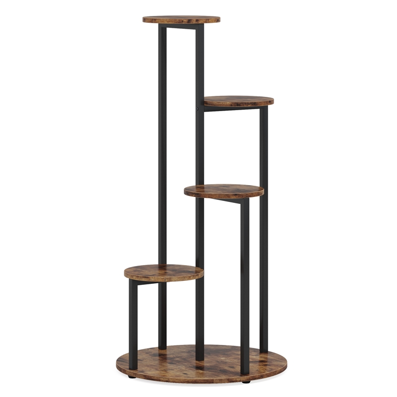 40.94&quot 4-tier rustic brown corner plant stand
