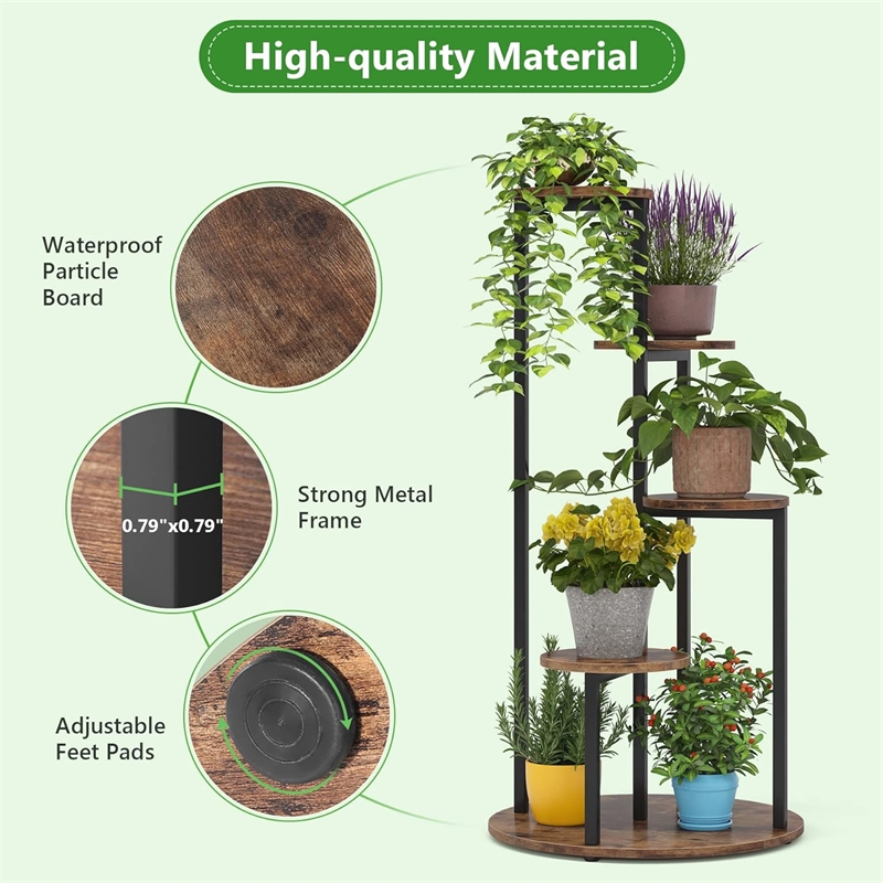 40.94&quot 4-tier rustic brown corner plant stand