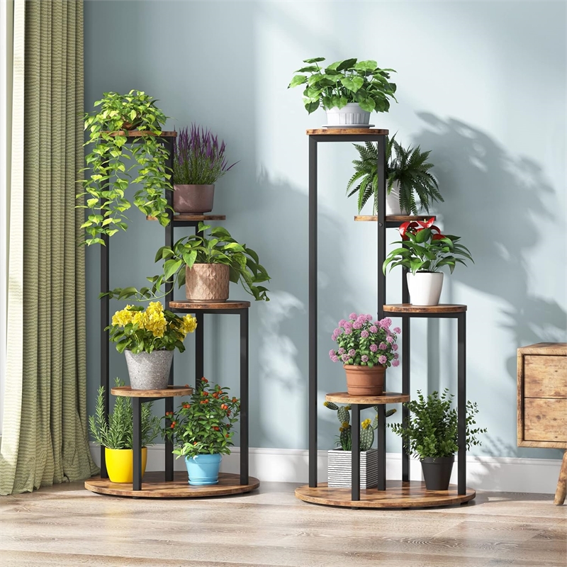 40.94&quot 4-tier rustic brown corner plant stand