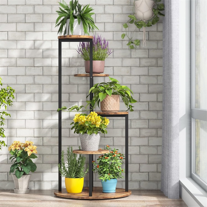 40.94&quot 4-Tier Rustic Brown Corner Plant Stand