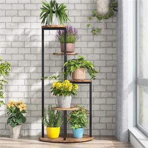 40.94&quot 4-Tier Rustic Brown Corner Plant Stand