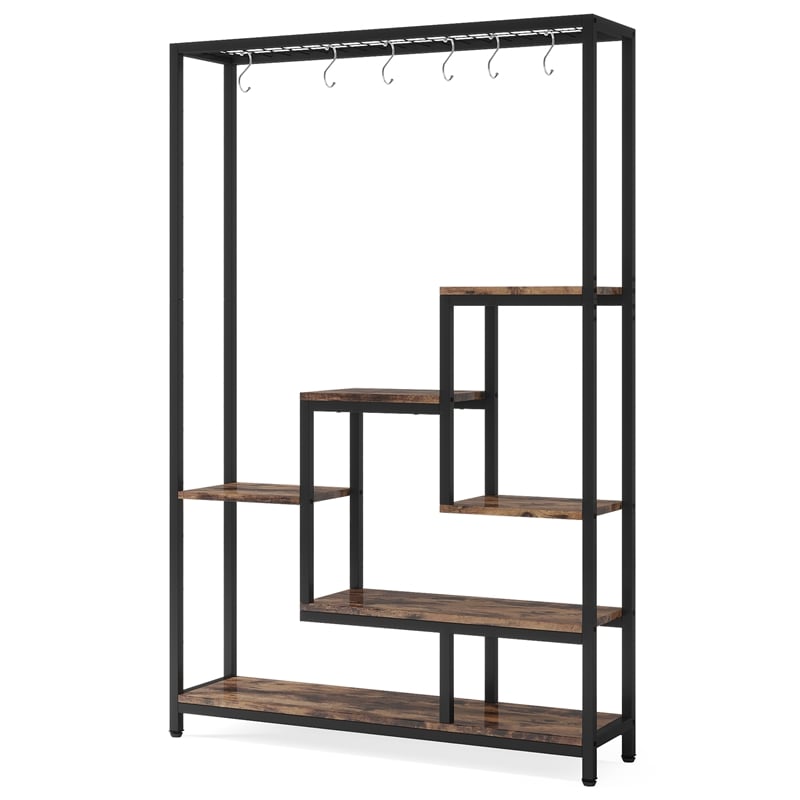 70.86&quot tall 5-tier rustic brown metal plant stand