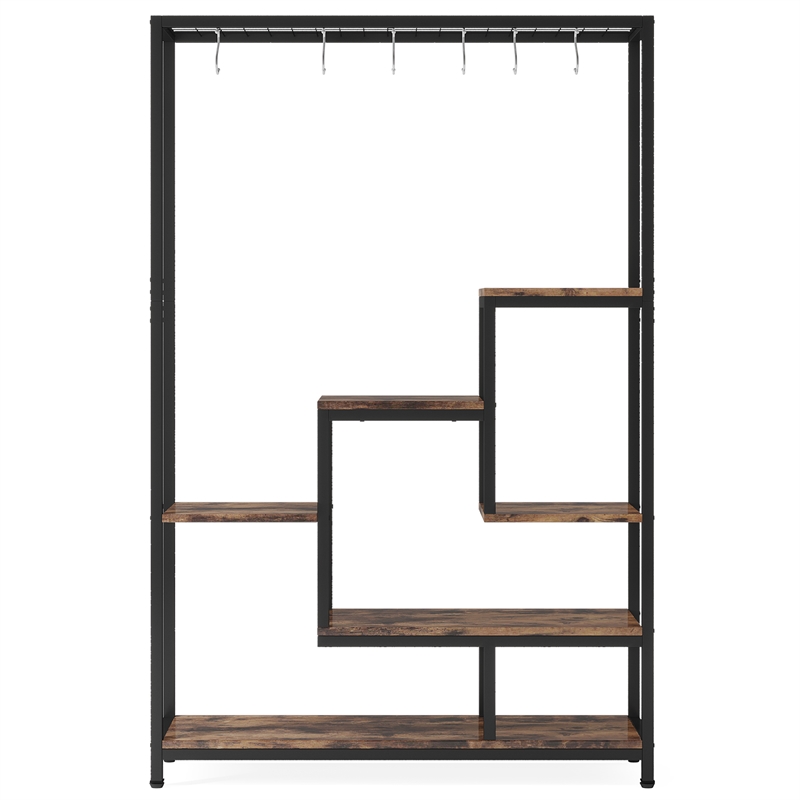 70.86&quot tall 5-tier rustic brown metal plant stand