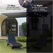 Moootto Rectangular Waterproof Fabric Patio Umbrella & Solar Lights in Navy