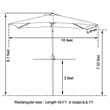 Moootto Rectangular Waterproof Fabric Patio Umbrella & Solar Lights in Navy