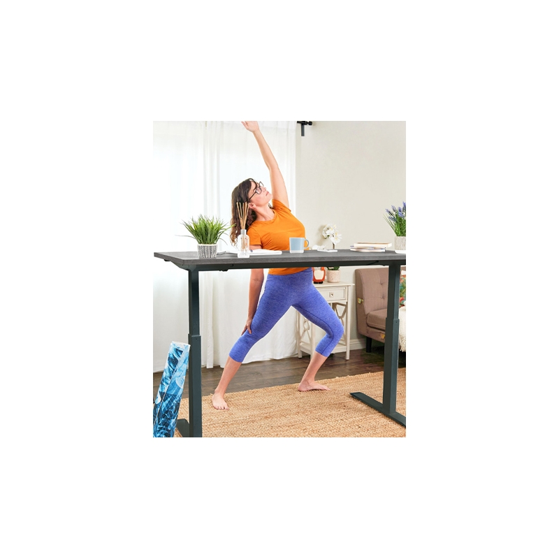 Electric Height Adjustable Desk Home Office Particle Board Desk - Black